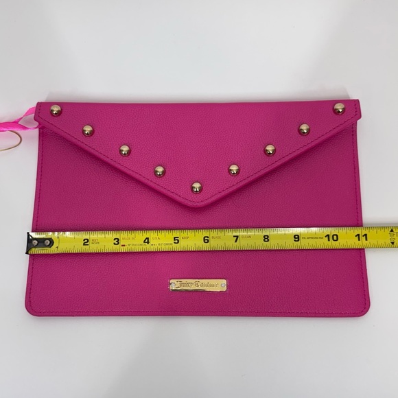 Juicy Couture Bright Pink Gold Studded Slim Envelope Clutch New Nwt - Picture 13 of 14